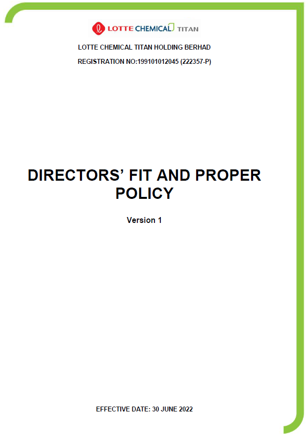 Directors' Fit and Proper Policy