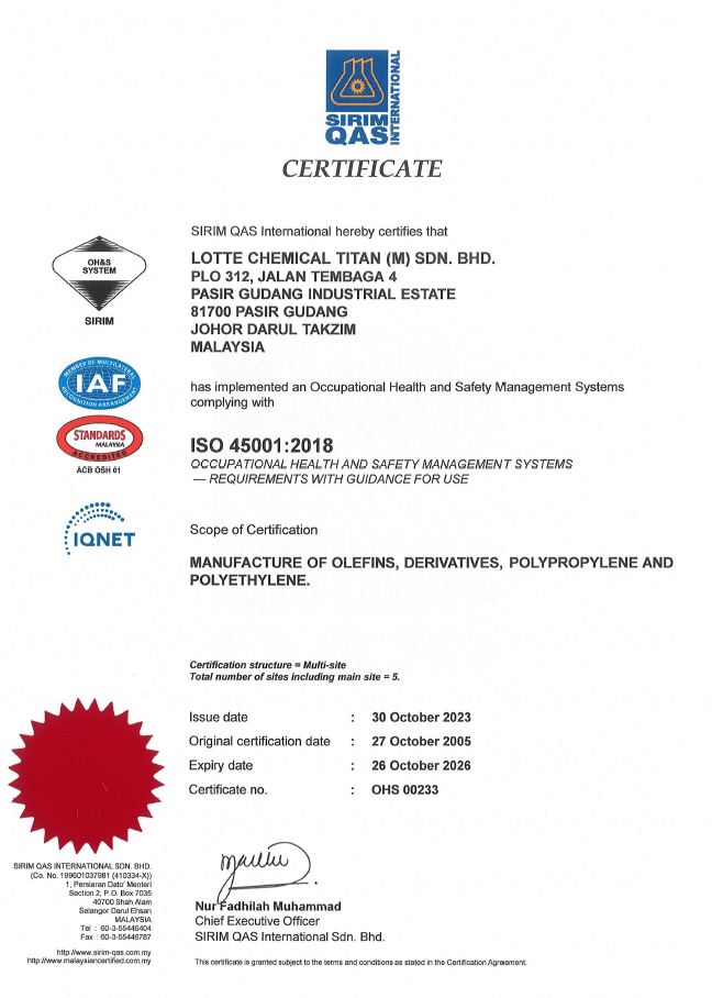 ISO_45001 : 2018 certificates