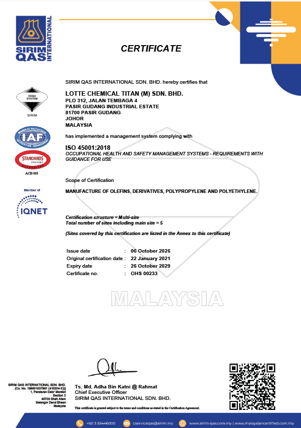 ISO_45001 : 2018 certificates